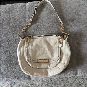 Coach Cream Leather Shoulder Bag with Gold Accents